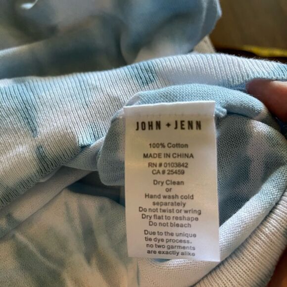 John + Jenn blue wash tie dye knit sweatshirt 100% cotton drawstring hoodie sz S - Picture 10 of 11